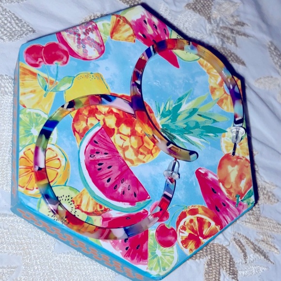 🌈 NWT Colorful Confetti 🍭Hoops 🍬 1.50” Super Lightweight Earrings , Two Pair ✌️ - Picture 9 of 11